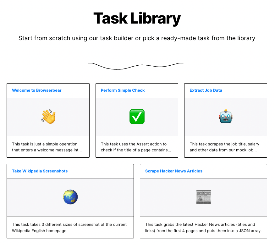 Browserbear's Task Library