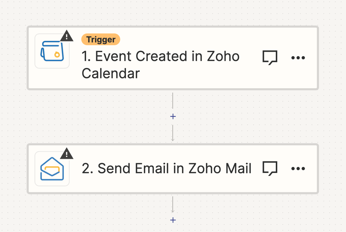 Screenshot of automatic event email response zap